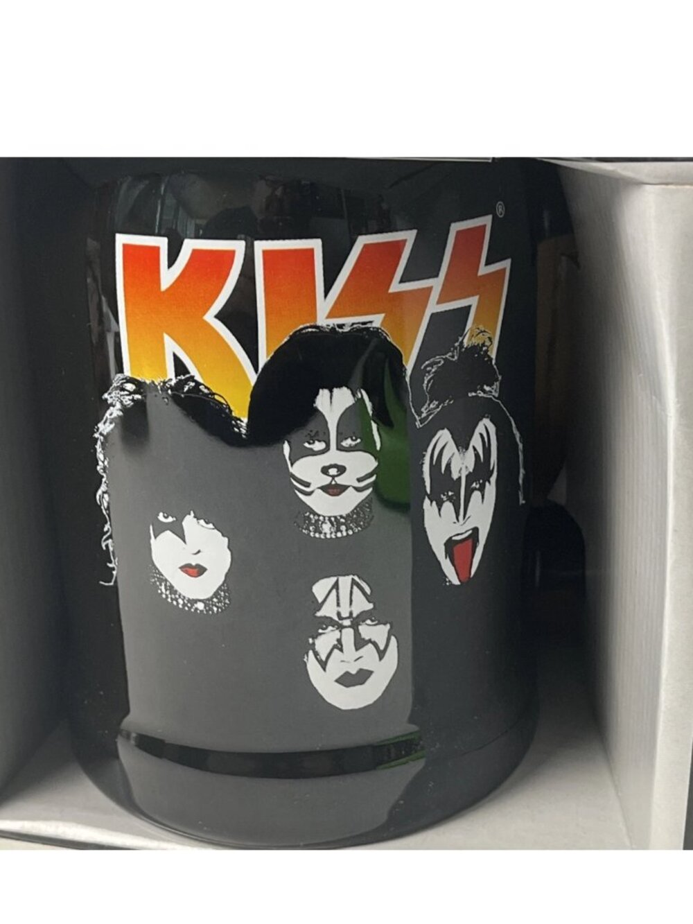 KISS Band Faces Mug Stein NIB Gene Simmons Paul Stanley Rock Collectible